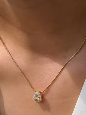 Anthropologie Gold Pavé Initial 'A' Pendant Necklace